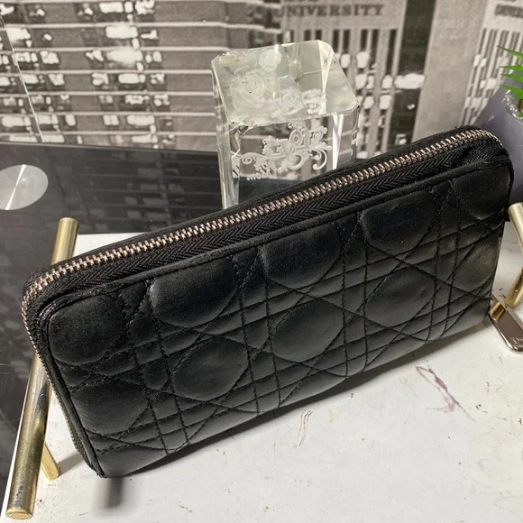 Authentic Christian Dior Cannage Leather Zippy Long Wallet - Picture 7 of 17